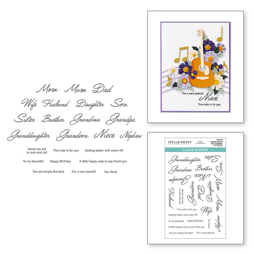 Family Musical Mix Greetings Clear Stamp Set by Bibi Cameron