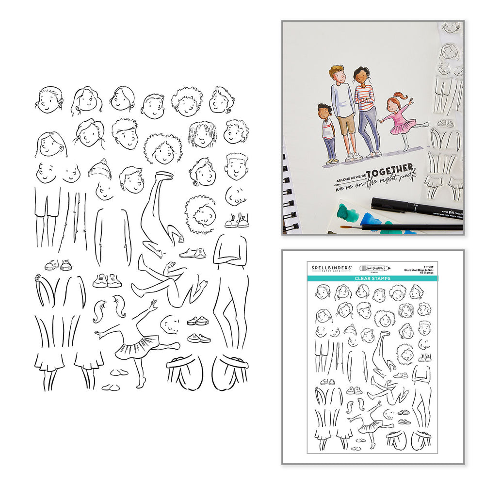 Illustrated Boys & Girls Clear Stamp Set by Josh Griffiths Studio