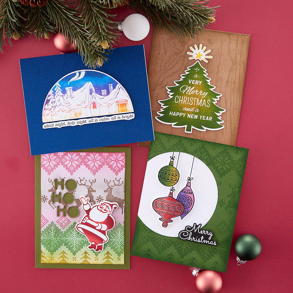 Silly Santas Etched Dies by Simon Hurley