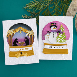 Snowman Scene Etched Dies from the Simon's Snow Globes Collection by Simon Hurley