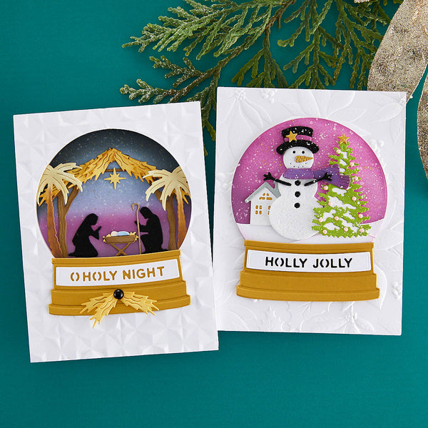 Snowman Scene Etched Dies from the Simon's Snow Globes Collection by Simon Hurley