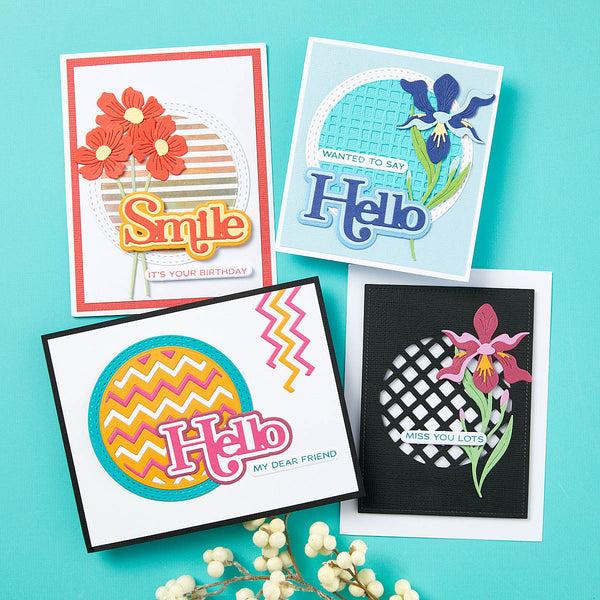 Layered Iris Etched Dies from the Spotlight Frames and Florals Collection by Lisa Horton