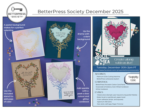 Flourish & Vine Press Plate & Die Set + Free Gift Stencil - BetterPress Society December 2025
