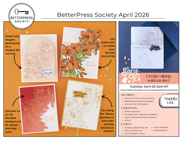 Cascading Lilies Press Plate & Die Set - BetterPress Society April 2026