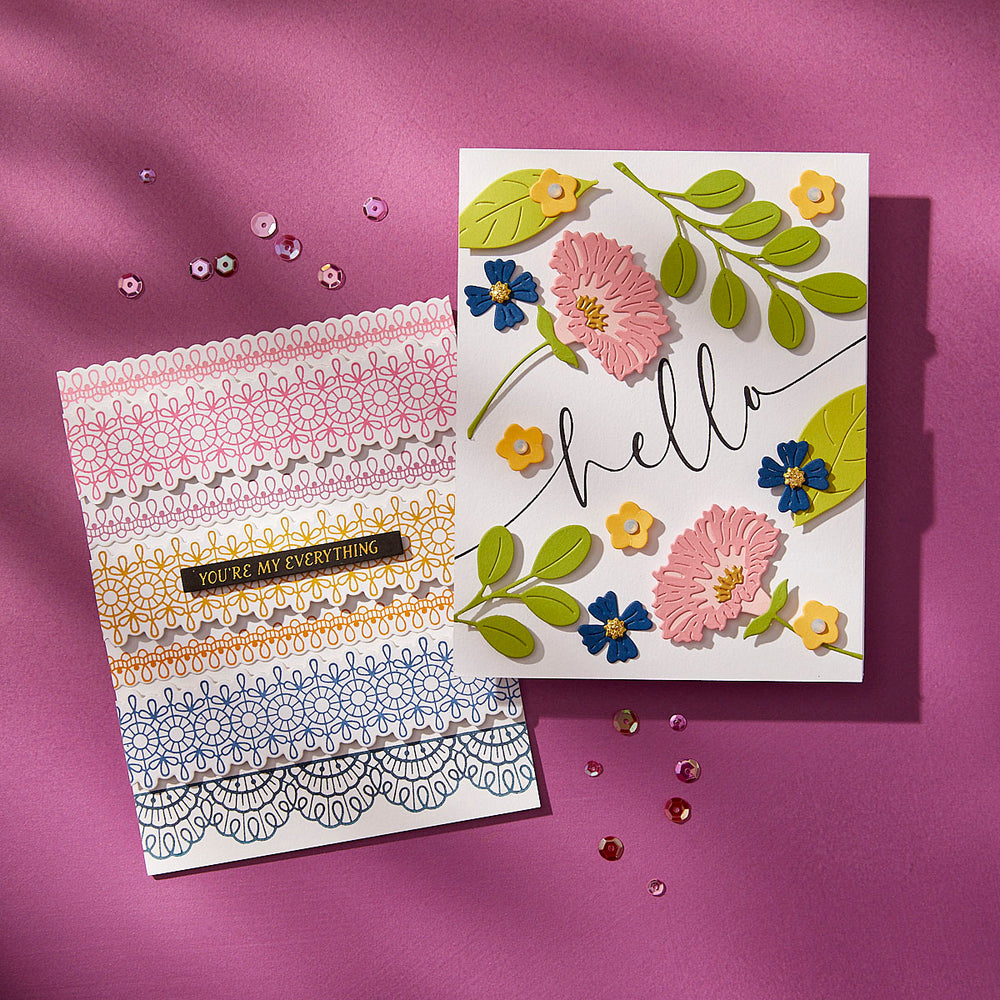 Pressed Lace Borders Press Plate & Die Set from the Vivid Expressions Collection