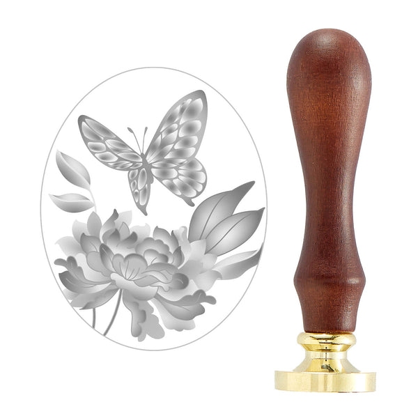Peony Butterfly Wax Seal Stamp from  the Sealed 3D Botanical Collection