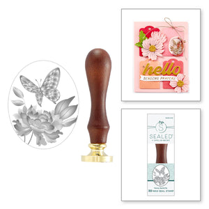 Peony Butterfly Wax Seal Stamp from  the Sealed 3D Botanical Collection