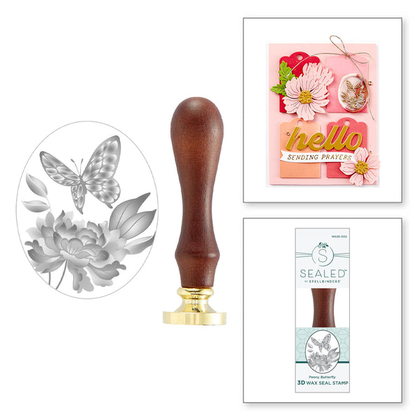 Peony Butterfly Wax Seal Stamp from  the Sealed 3D Botanical Collection