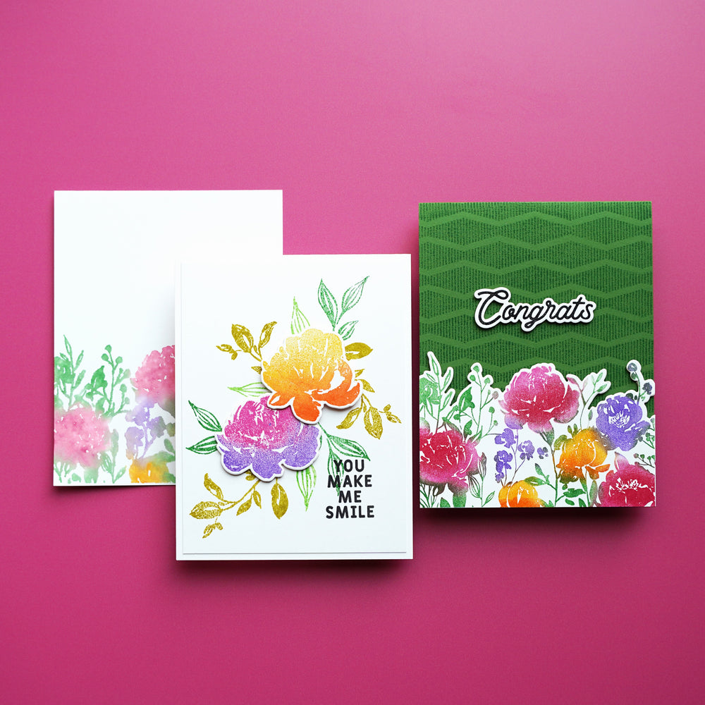 Watercolor Flowers Etched Dies for Coordinating Stamp Set by Simon Hurley