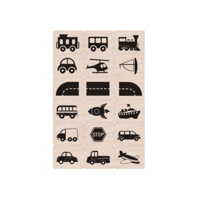 Hero Arts Vehicles Wood Ink 'n Stamp Set