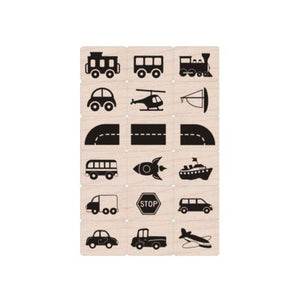 Hero Arts Vehicles Wood Ink 'n Stamp Set