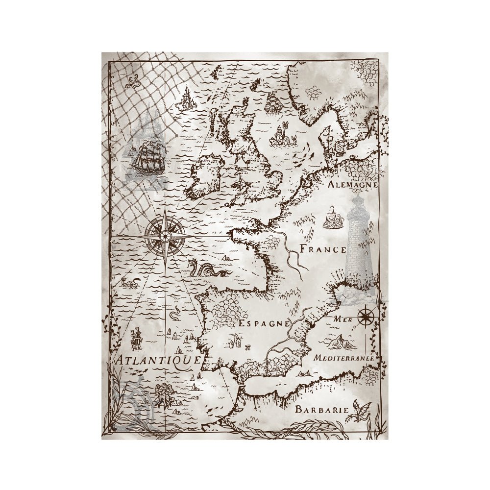 RT143 Vintage Seaside Map Hero Transfers - Hero Arts