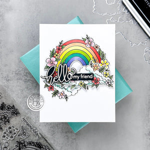 Hero Arts Floral Rainbow and Clouds Clear Stamp Set