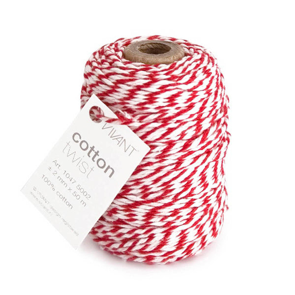 Vivant Red and White Cotton Twine - 54.68 yards
