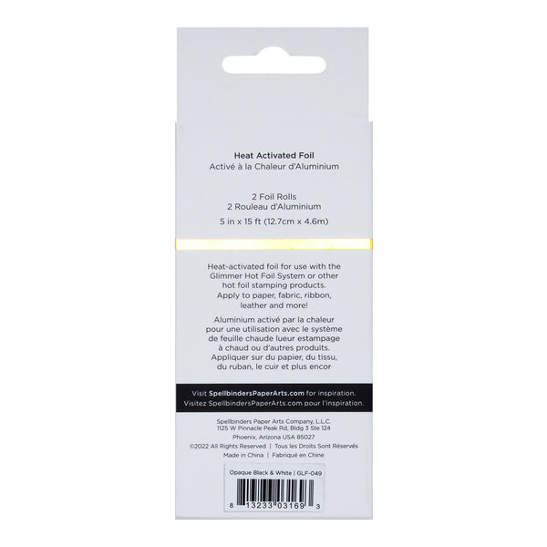 Glimmer Hot Foil 2 Rolls - Opaque Black & White Pack