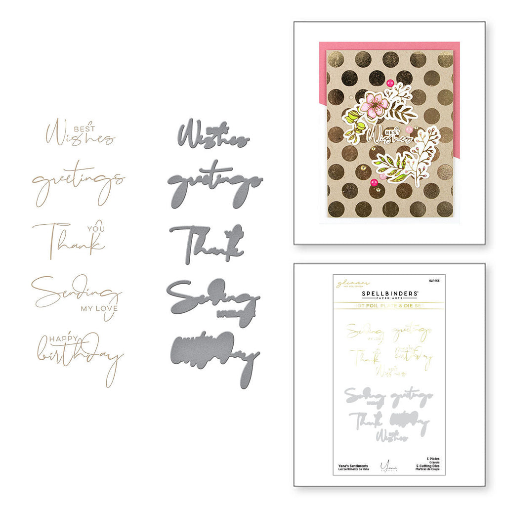 Yana's Sentiments Glimmer Hot Foil Plate & Die Set from Foiled Basics by Yana Smakula (GLP-155) Combo Image