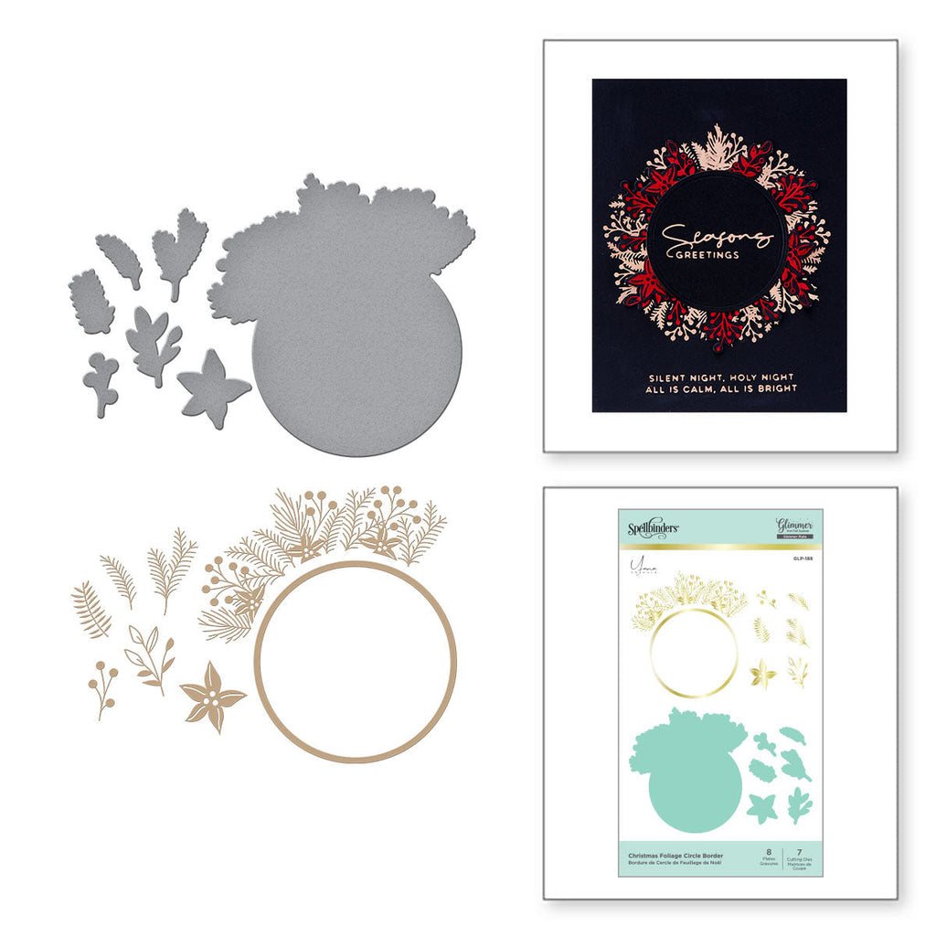 Christmas Foliage Circle Border Glimmer Hot Foil Plate and Dies from Yana's Christmas Foiled Basics Collection by Yana Smakula (GLP-188) Combo Image