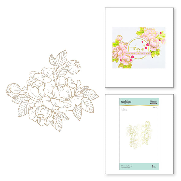 Glimmering Peony Glimmer Hot Foil Plate from Yana's Blooming Birthday Collection (GLP-254) Combo Image