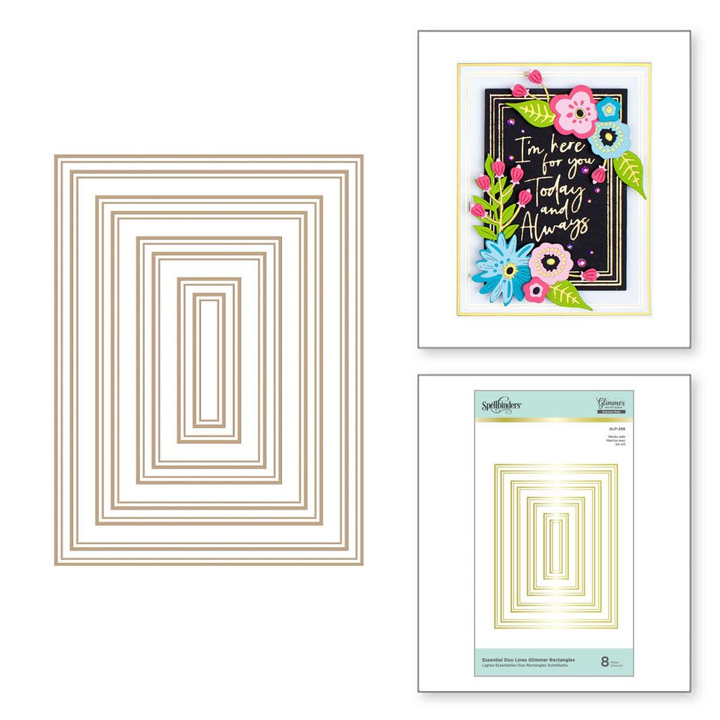 Essential Duo Lines Glimmer Rectangles Glimmer Hot Foil Plate from Glimmer Essentials Collection (GLP-258) Combo Image