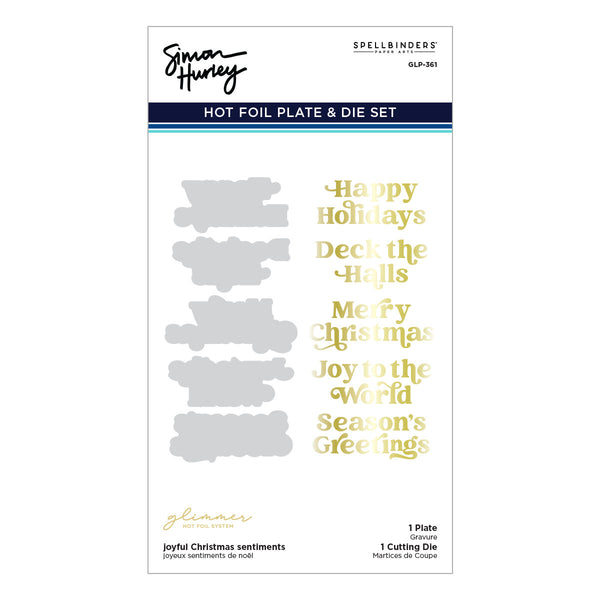 Joyful Christmas Sentiments Glimmer Hot Foil Plate & Die Set from Joyful Christmas Collection by Simon Hurley