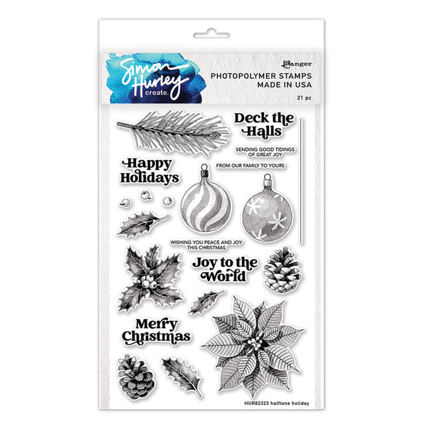 Ranger Clear Stamp Set Halftone Holiday by Simon Hurley create.