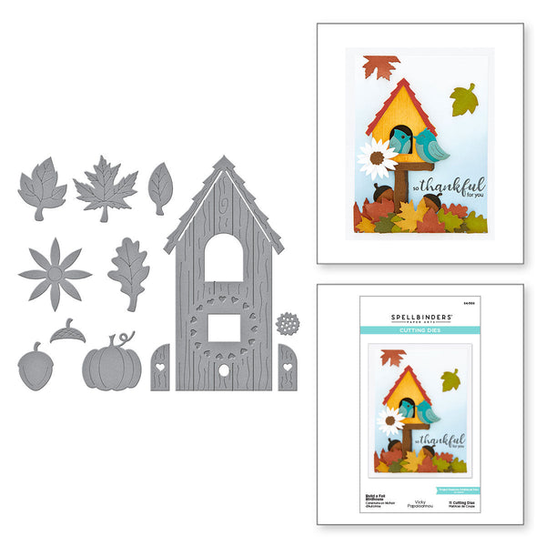 Build a Fall Birdhouse Etched Dies from Birdhouses Through the Seasons by Vicky Papaioannou (S4-1106) Combo Image