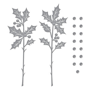 Sealed Holly Sprigs Etched Dies from Sealed for the Holidays Collection