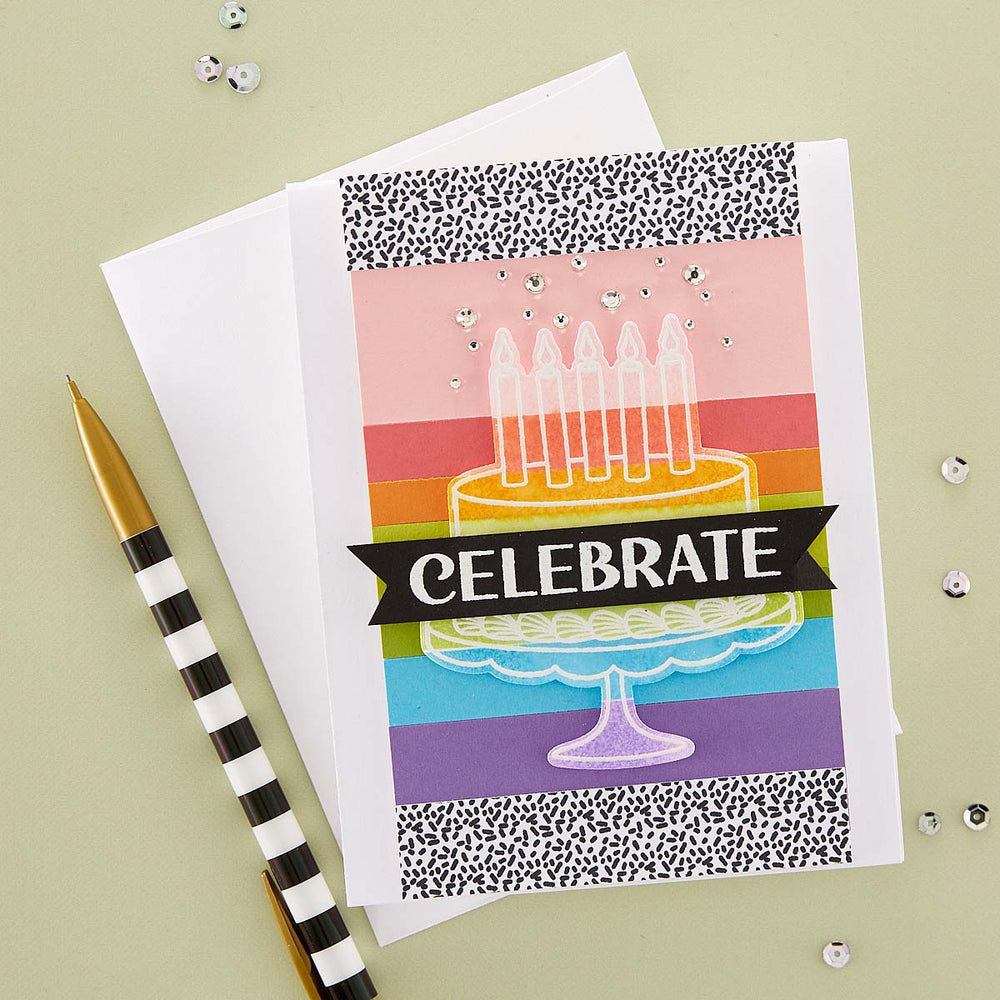 Birthday Basics Etched Dies by Simon Hurley for Coordinating Stamp Set