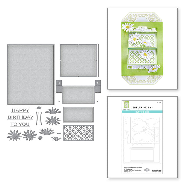 Daisy Delight Garden Shutters A2 Card Base Etched Dies from the Garden Shutters Collection by Becca Feeken (S5-479) combo product image