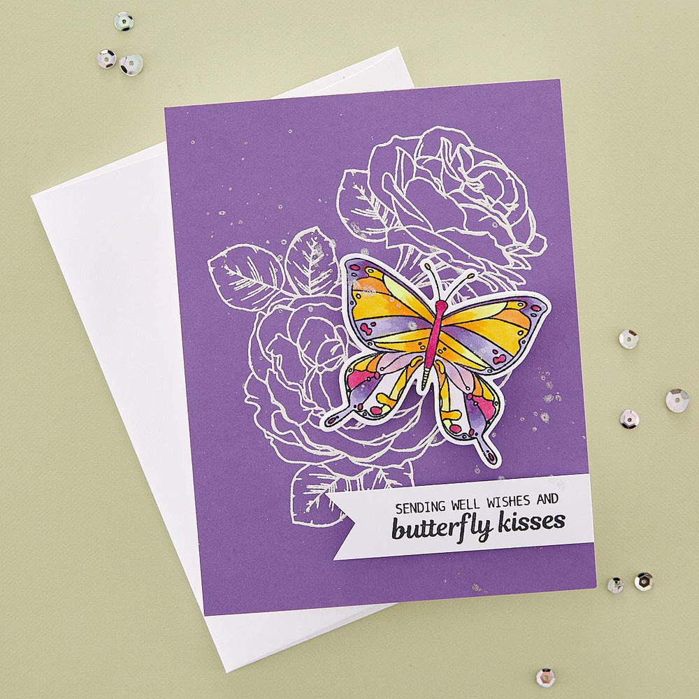 Butterfly Kisses Etched Dies by Simon Hurley for Coordinating Stamp Set