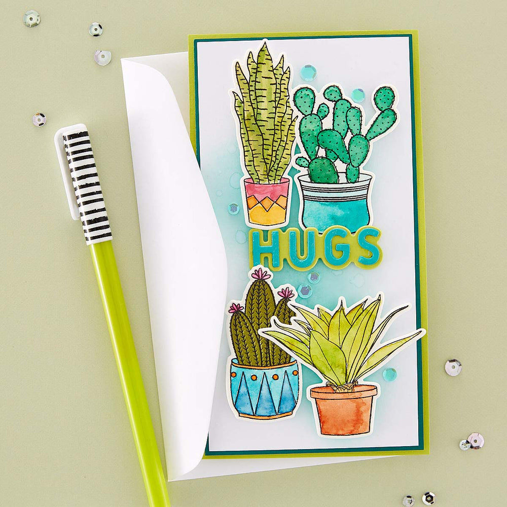 Succulents Etched Dies by Simon Hurley for Coordinating Stamp Set