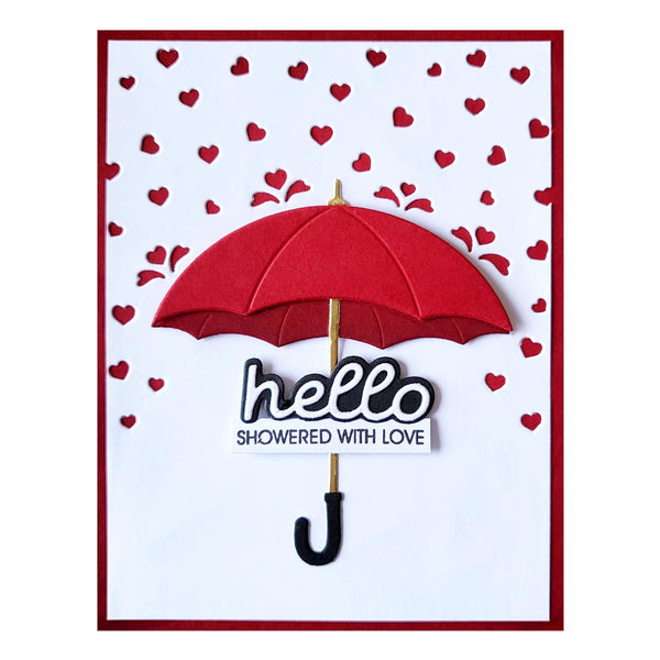 Raining Hearts Etched Dies from the Showered with Love Collection by Vicky Papaioannou