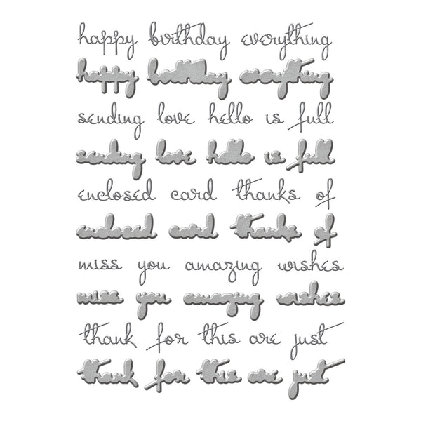Thanks Enclosed Sentiments Etched Dies from the Four Petal Collection