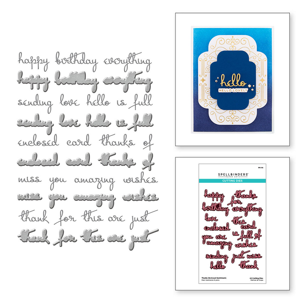 Thanks Enclosed Sentiments Etched Dies