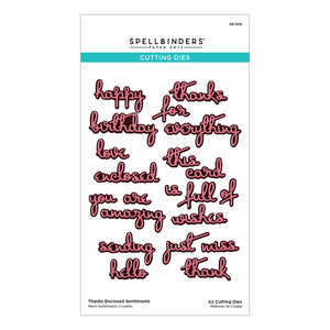 Thanks Enclosed Sentiments Etched Dies from the Four Petal Collection