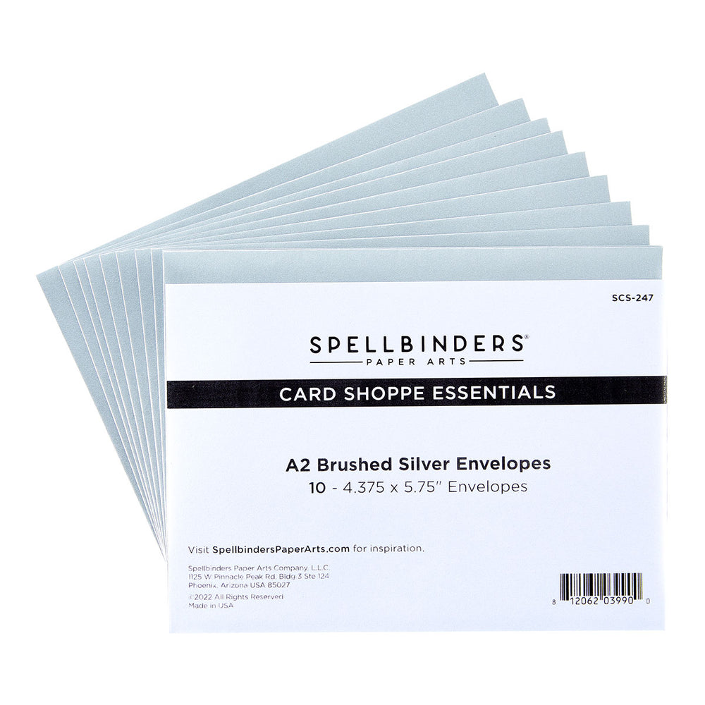 A2 Brushed Silver Envelopes - 10 Pack from the Sealed By Spellbinders Collection