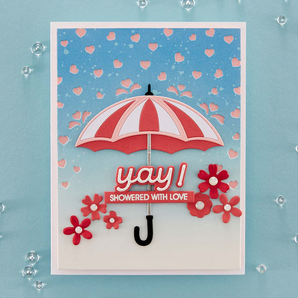 Raining Hearts Etched Dies from the Showered with Love Collection by Vicky Papaioannou