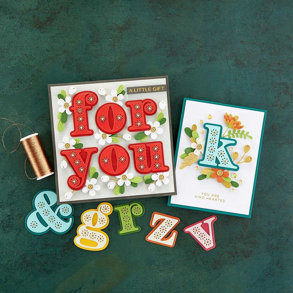 Stitched t Etched Dies from the Stitched Alphabet Collection
