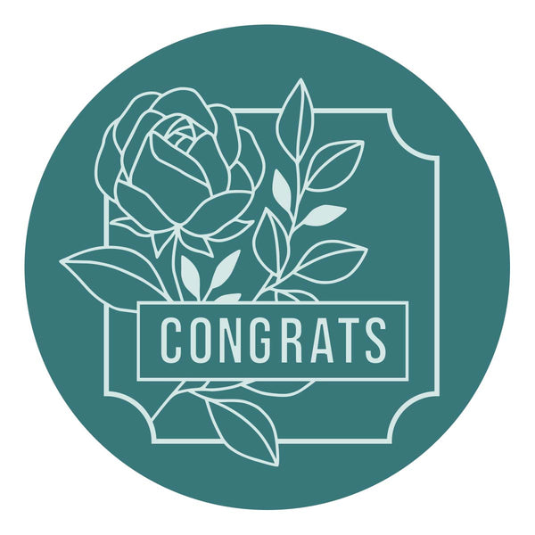 Framed Congrats Brass Wax Seal with Handle from the Sealed by Spellbinders Collection