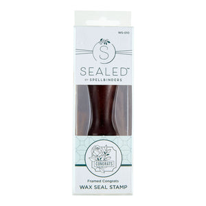 Framed Congrats Brass Wax Seal with Handle from the Sealed by Spellbinders Collection