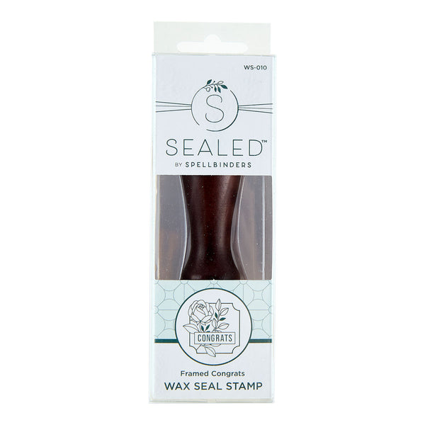 Framed Congrats Brass Wax Seal with Handle from the Sealed by Spellbinders Collection