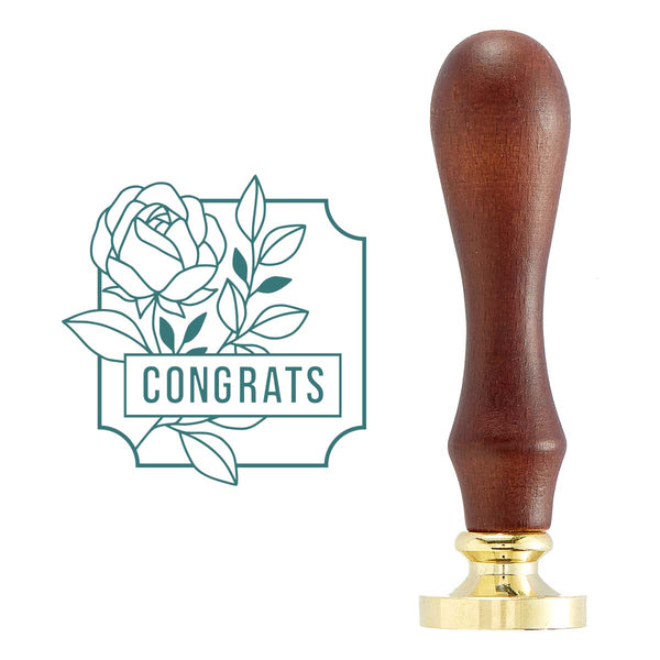 Framed Congrats Brass Wax Seal with Handle from the Sealed by Spellbinders Collection