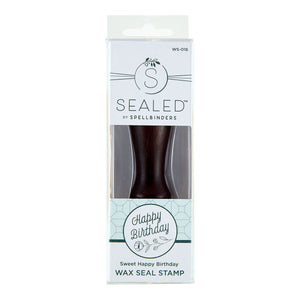 Sweet Happy Birthday Brass Wax Seal with Handle from the Sealed by Spellbinders Collection