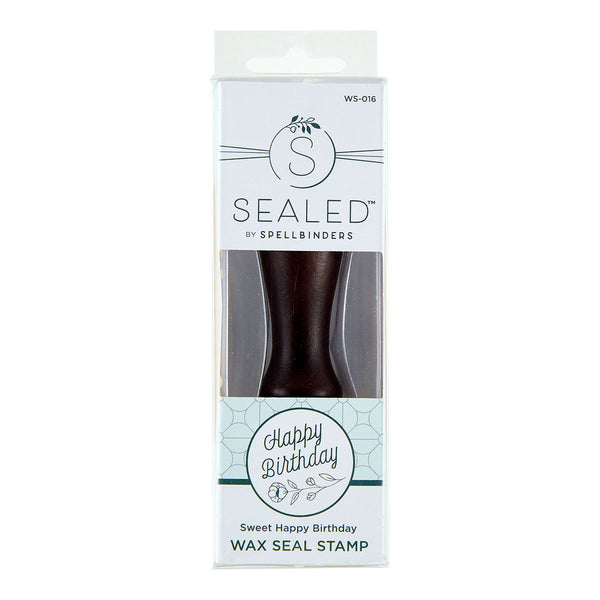 Sweet Happy Birthday Brass Wax Seal with Handle from the Sealed by Spellbinders Collection