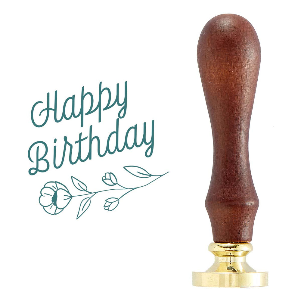 Sweet Happy Birthday Brass Wax Seal with Handle from the Sealed by Spellbinders Collection