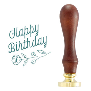 Sweet Happy Birthday Brass Wax Seal with Handle from the Sealed by Spellbinders Collection