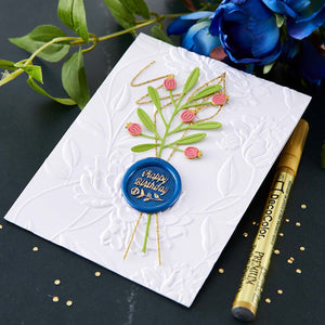 Sweet Happy Birthday Brass Wax Seal with Handle from the Sealed by Spellbinders Collection