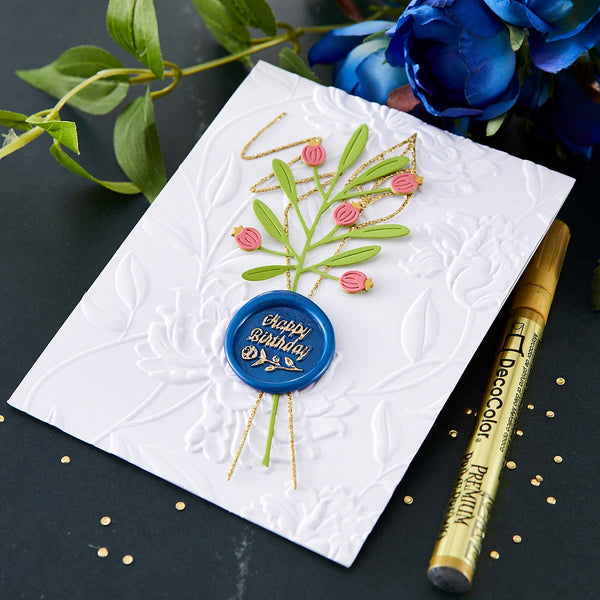 Sweet Happy Birthday Brass Wax Seal with Handle from the Sealed by Spellbinders Collection